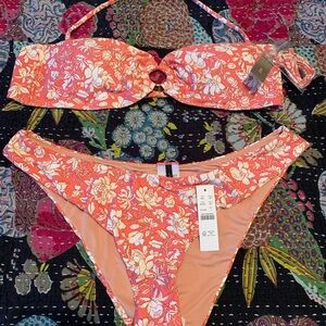 NWT J Crew pink floral bikini size large